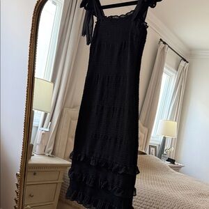 Abercrombie & Fitch Black Ruffle Midi Dress